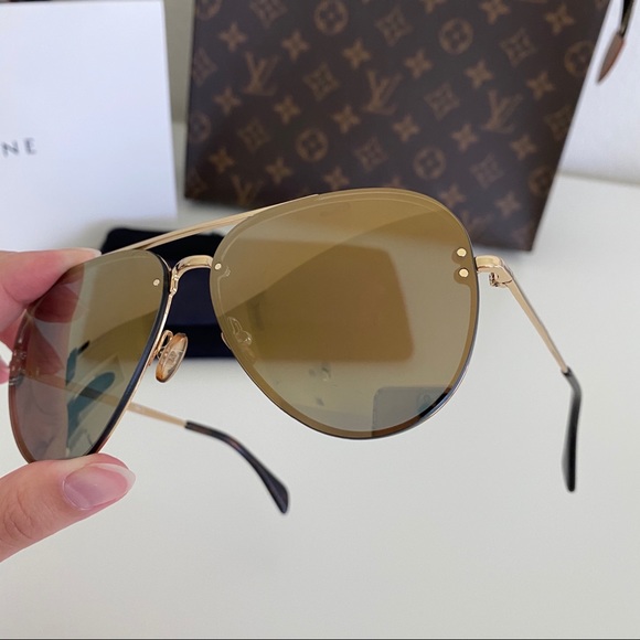 CÉLINE GOLD/BRONZE MIRROR AVIATOR 41391S J5G - Picture 8 of 14
